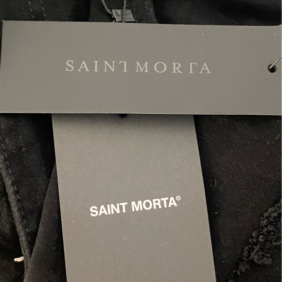 Saint Morta Sideline Distressed Skinny Jeans Men’s 34 Black/ Red Tartan - Picture 15 of 15